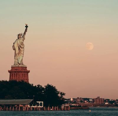Statue of Liberty at sunset