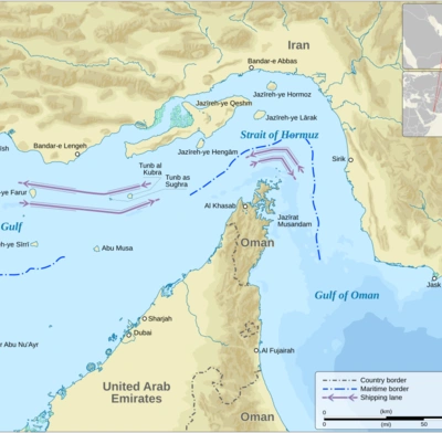 Map of the Strait of Hormuz